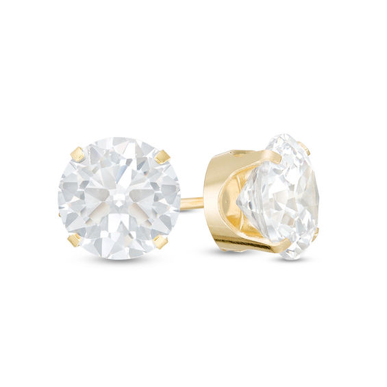 4mm Cubic Zirconia Solitaire Stud Piercing Earrings in 14K Solid White Gold   Banter