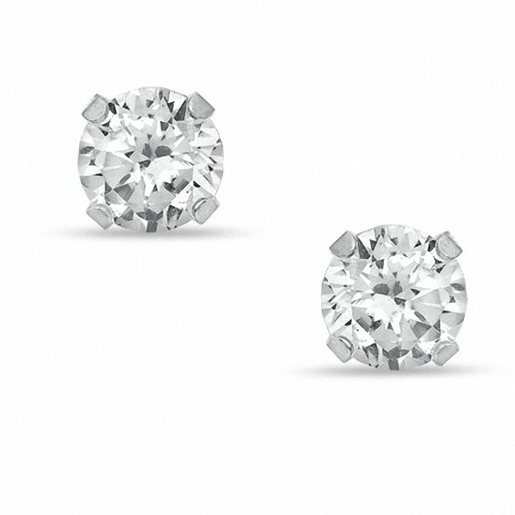 3mm Cubic Zirconia Solitaire Stud Piercing Earrings in Solid Stainless  Steel with 24K Gold Plate - Extra Long Post