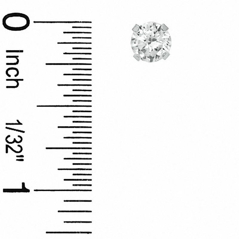 6mm Cubic Zirconia Solitaire Stud Piercing Earrings in Solid Stainless Steel