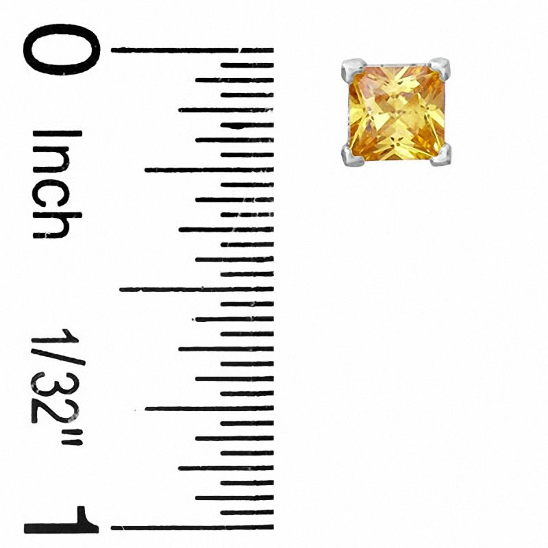 5.0mm Princess-Cut Golden Cubic Zirconia Stud Earrings in Sterling Silver