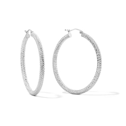 40mm Diamond-Cut Hoop Earrings in Sterling Silver