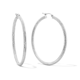 50mm Diamond-Cut Hoop Earrings in Sterling Silver