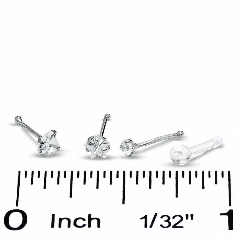 Main Image 5 of Solid Stainless Steel CZ Nose Stud Set - 20G