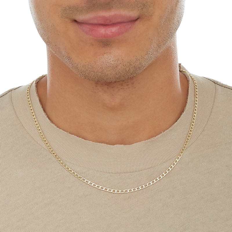 10K Hollow Gold Curb Chain Made in Italy