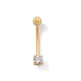 10K Solid Gold CZ 3 mm Curved Barbell - 16G 3/8&quot;