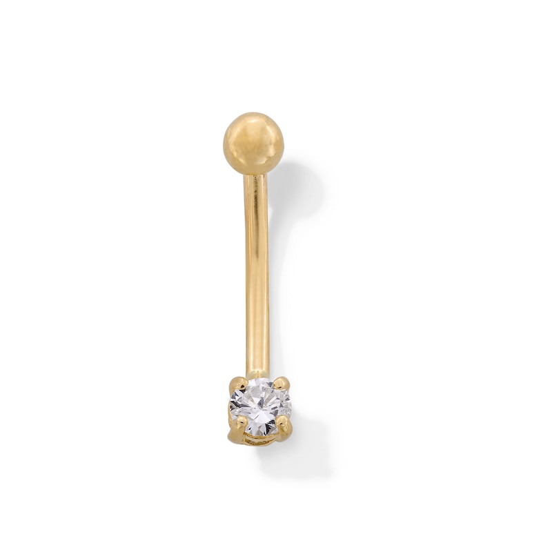 Main Image 1 of 10K Solid Gold CZ 3 mm Curved Barbell - 16G 3/8&quot;