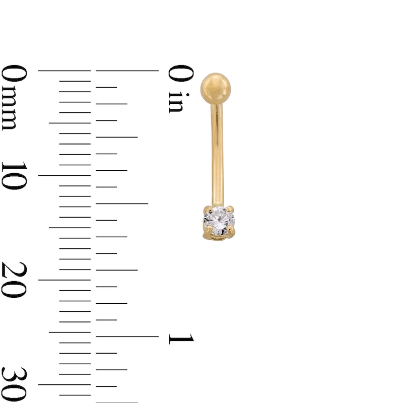 Main Image 2 of 10K Solid Gold CZ 3 mm Curved Barbell - 16G 3/8&quot;