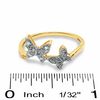 Thumbnail Image 2 of Diamond Accent Double Butterfly Ring in 18K Gold-Plated Sterling Silver - Size 7