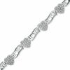 Thumbnail Image 0 of Diamond Accent Cluster Heart and LOVE Link Bracelet in Sterling Silver - 7.25"