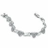 Thumbnail Image 1 of Diamond Accent Cluster Heart and LOVE Link Bracelet in Sterling Silver - 7.25"