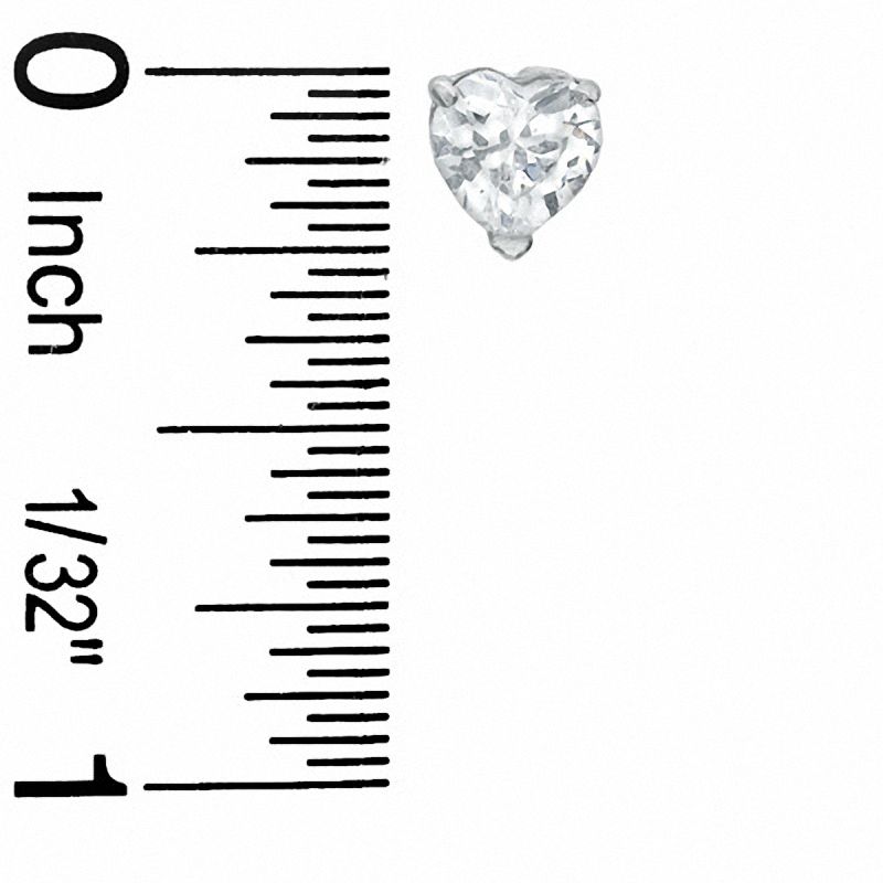 6mm Heart-Shaped Cubic Zirconia Stud Earrings in Sterling Silver