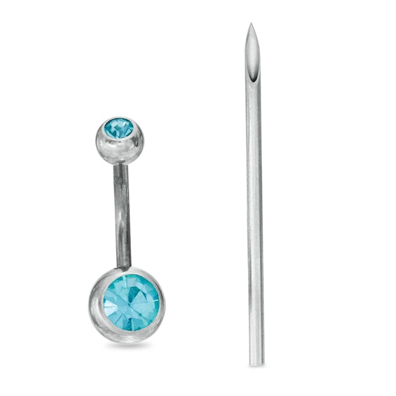 014 Gauge Light Blue Crystal Curved Barbell in Stainless Steel