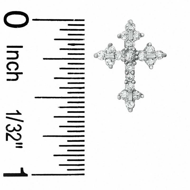 Cubic Zirconia Cross Stud Earrings in Sterling Silver