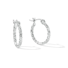 14mm Diamond-Cut Hoop Earrings in Sterling Silver