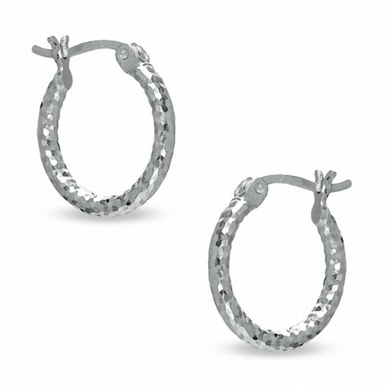 14mm Diamond-Cut Hoop Earrings in Sterling Silver