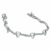 Thumbnail Image 1 of Diamond Accent Heart Link Bracelet in Sterling Silver - 7.25"