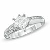 Thumbnail Image 1 of Cubic Zirconia Solitaire Alternating Pavé Engagement Ring in Sterling Silver - Size 7