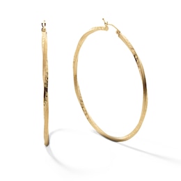 59.5mm Diamond-Cut Twist Hoop Earrings in 10K Tube Hollow Gold