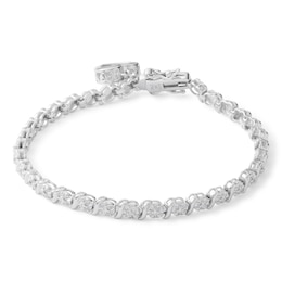 Diamond Accent S Heart Dangle Bracelet in Sterling Silver - 7.25&quot;