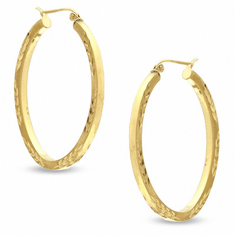 10K Gold 22mm Oval Hoop newest