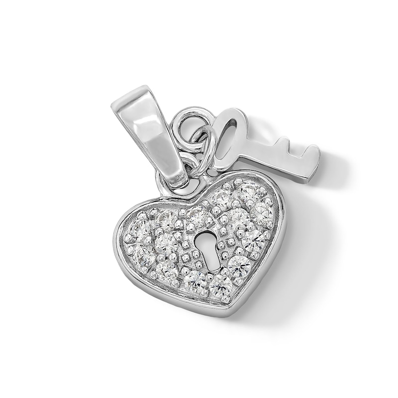 Main Image 3 of Cubic Zirconia Heart Key Charm in Sterling Silver