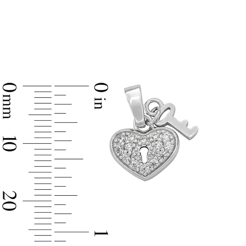 Main Image 4 of Cubic Zirconia Heart Key Charm in Sterling Silver