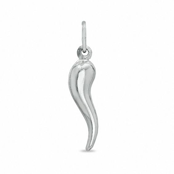 Large Italian Horn Necklace Charm in Sterling Silver