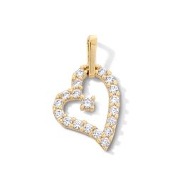 Cubic Zirconia Asymmetrical Heart Charm in 10K Gold