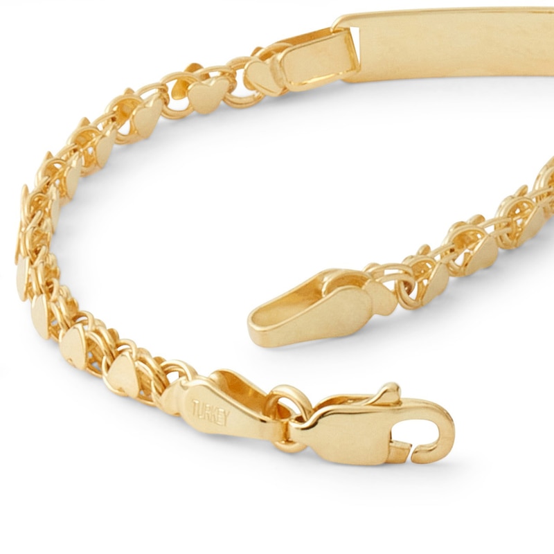 Child's Mirror Heart ID Bracelet in 10K Solid Gold - 5.5"