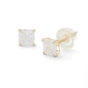 Thumbnail Image 0 of 4mm Square-Cut Cubic Zirconia Stud Earrings in 10K Gold