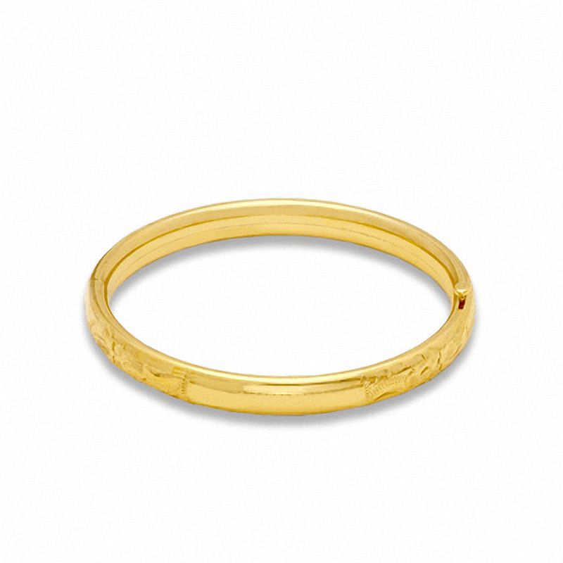 14 Kt Yellow Gold Engraved Bangle Bracelet - S & K Ltd.