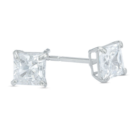 10k white gold cubic zirconia stud earrings