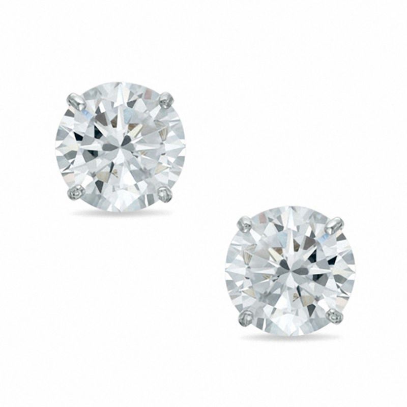 cz diamond earrings in white gold