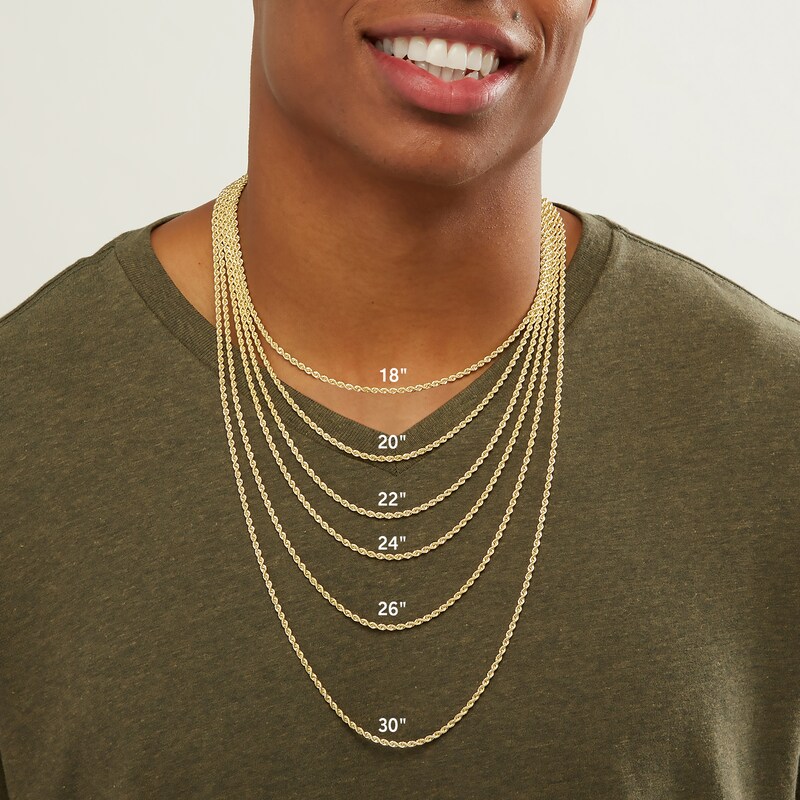 Main Image 3 of 014 Gauge Open Link Laser Rope Chain Necklace in 10K Gold - 20&quot;