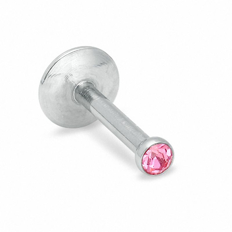 Main Image 1 of 016 Gauge Labret with Pink Crystal in Stainless Steel