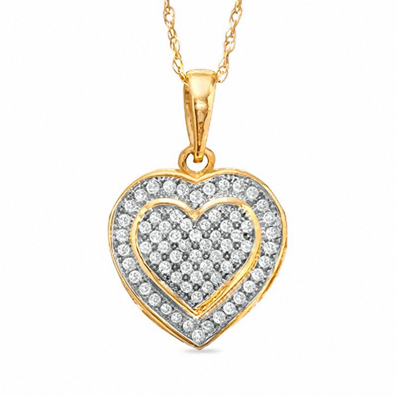 Real Gold 10KT Heart Pendant sale - With Real Diamonds - 23X 20mm # 1037B