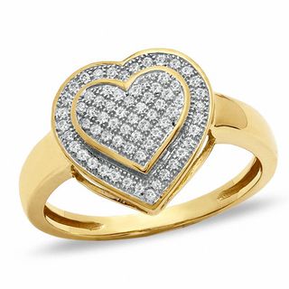 1/20 CT. T.W. Heart-Shaped Composite Diamond Frame Ring in 10K