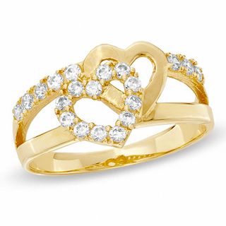 Solid 10k Gold Heart & Cross Ring with Cubic Zirconia Stones | Size 7 shops | Trendy Women's Ring | Real Gold Rings