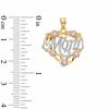 Thumbnail Image 1 of Cubic Zirconia Roses and Cursive "Mom" Heart Tri-Tone Necklace Charm in 10K Gold