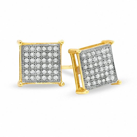 1/5 CT. T.W. Diamond Micro Square Earrings in 10K Gold