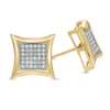 Thumbnail Image 1 of 1/5 CT. T.W. Diamond Curved Square Earrings in 10K Gold