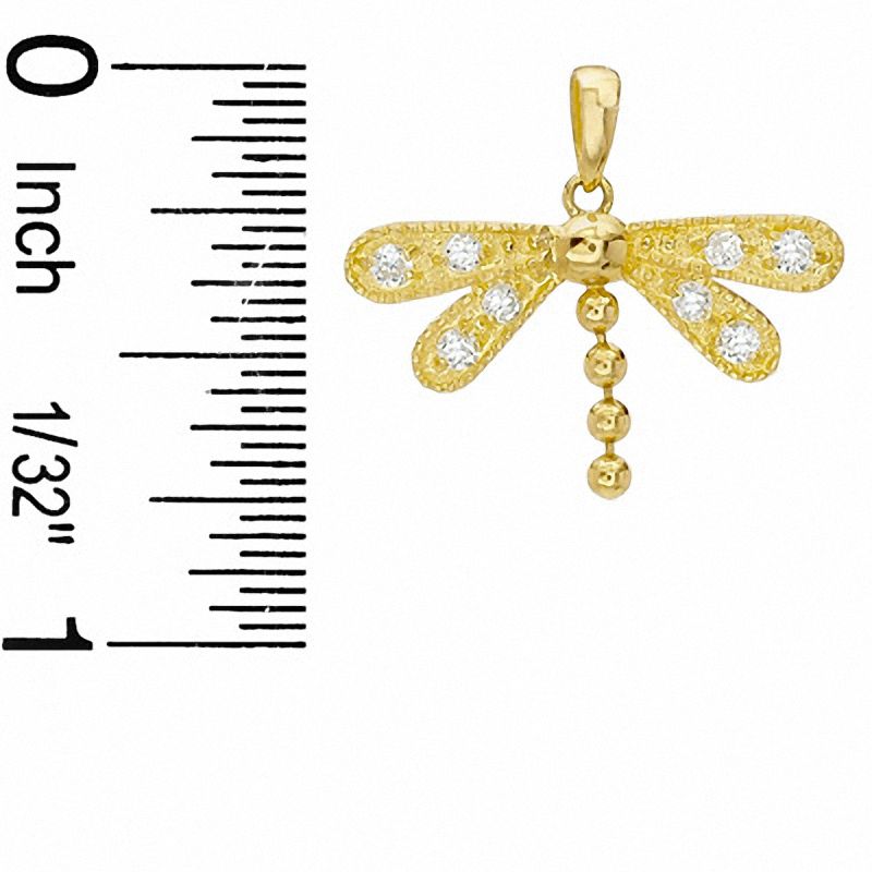 Cubic Zirconia Dragonfly Charm in 10K Gold