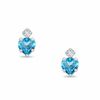 Thumbnail Image 0 of 4mm Heart-Shaped Blue Topaz Earrings in 10K White Gold with CZ