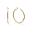 Thumbnail Image 1 of 40mm Satin and Florentine Hoop Earrings in 10K Tube Hollow Gold