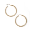 Thumbnail Image 2 of 40mm Satin and Florentine Hoop Earrings in 10K Tube Hollow Gold