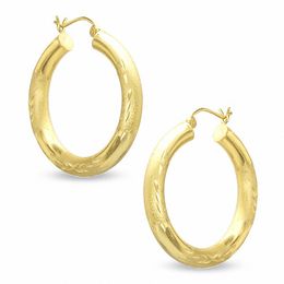 30mm Diamond-Cut Hoop Earrings in 10K Tube Hollow Gold