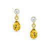 Thumbnail Image 0 of Pear-Shaped Citrine Drop Earrings in 10K Gold with CZ