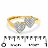 Thumbnail Image 2 of 1/10 CT. T.W. Diamond Accent Micro Double Heart Dainty Ring in 10K Gold - Size 7
