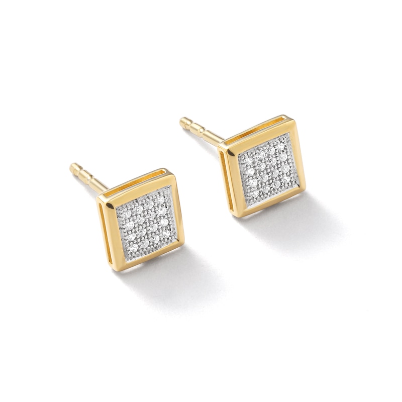 Main Image 2 of 1/10 CT. T.W. Composite Diamond Square Stud Earrings in 10K Gold