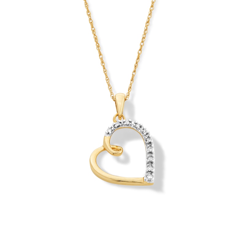 1/20 CT. T.W. Diamond Tilted Looping Heart Pendant in 10K Gold | Banter